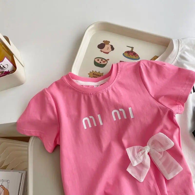 Summer Children Short Sleeve T-shirt for Girls Letter Printing Girls T Shirt Girls Tops Tees Cartoon Kids Clothes 2-8Year child