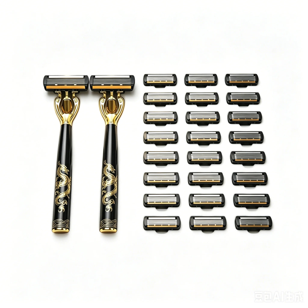 Men's Vintage Safety Razor Set Double Edge Manual Razor with 24 Replacement Blades Stainless Steel Barber Shaving Kit
