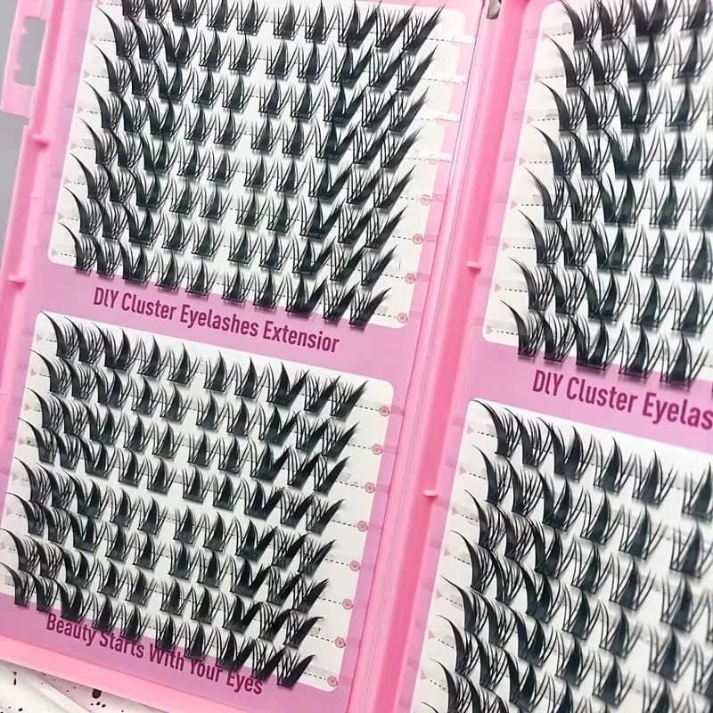 Anime-style Curled Lashes, Natural Pointed Cluster Lashes, Slender Korean-style Makeup Lashes, 256 Cartoon-style False Lashes