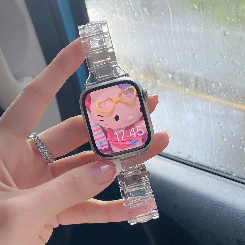 Spring Rainbow Candy Resin Band for Apple Watch Ultra 2 49mm 7 8 9 41 45 40mm 42 44mm Strap Women Bracelet for IWatch 6 SE