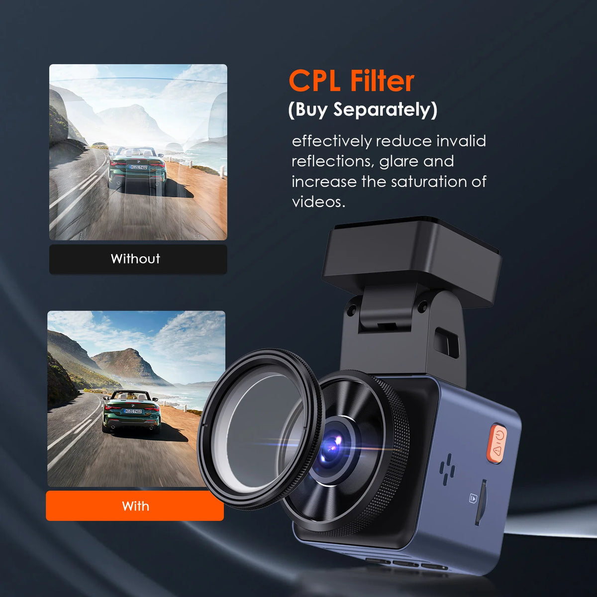 Vantrue E1Lite Dashcam 1080P WiFi Mini Dash Cam with GPS and Speed Voice Control Detachable Dash Camera 24 Hours Parking Mode