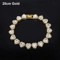 1Pcs New Heart-shaped Rhinestone Necklace Shiny Heart 20/45cm Chain Bracelet Alloy Fashion Rock Party Jewelry