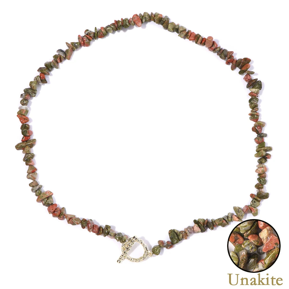 Healing Bohemian Gem Gravel Natural Semi-precious Stone Necklace Women's Fashion Necklace Jewelry Collares Para Mujer Female