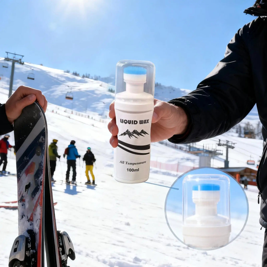100ml Liquid Ski Wax with Applicator Long Lasting Glide & Protection for Skis & Snowboards, Easy Rub-On Formula for Home Tuning