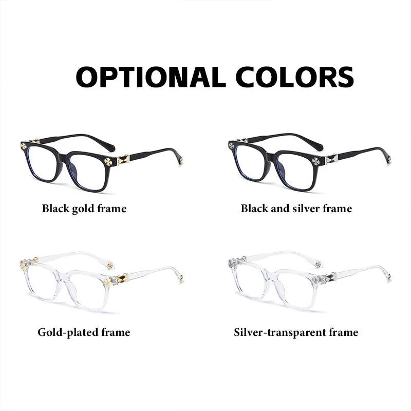 2026 New Women's Oversized Frame Blue Light Blocking Glasses with Rhinestone Decor Anti Radiation Computer Eyeglasses F114