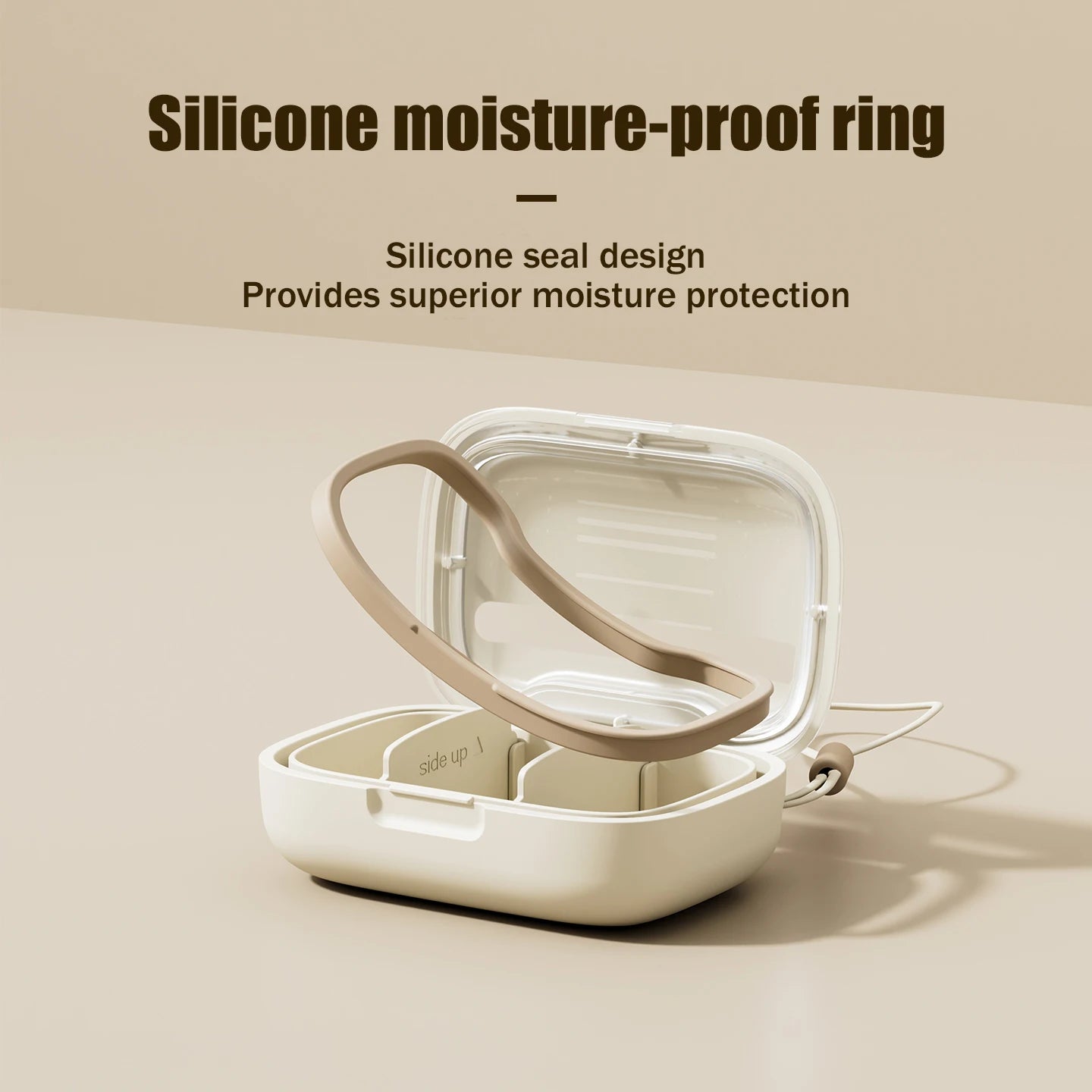 3-Compartment Airtight Waterproof Portable Pill Case with Lanyard, Semi-Transparent Moisture-Resistant Daily Pill Organizer