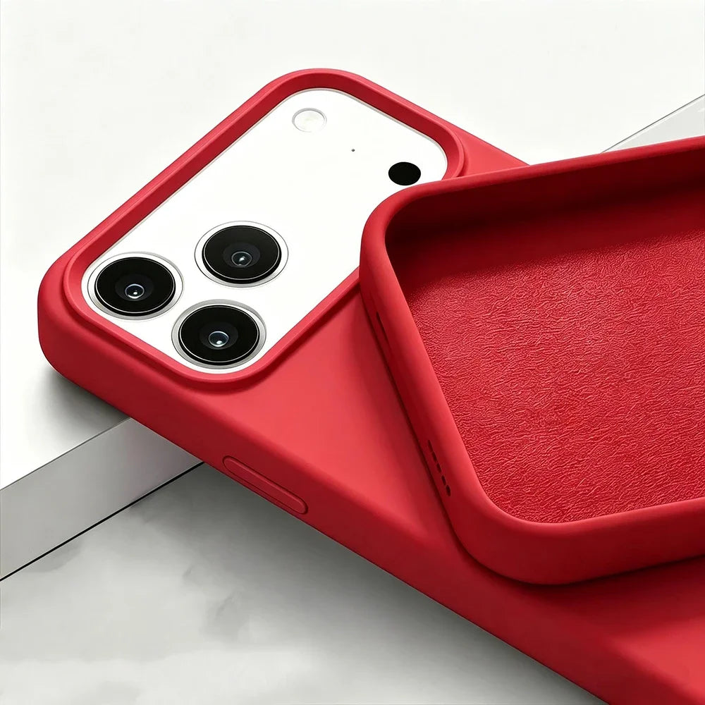 Phone Case - Original Liquid Silicone Soft Phone Case for iPhone 18 17 16 15 14 13 Pro Max Candy Color Shockproof Cover Funda