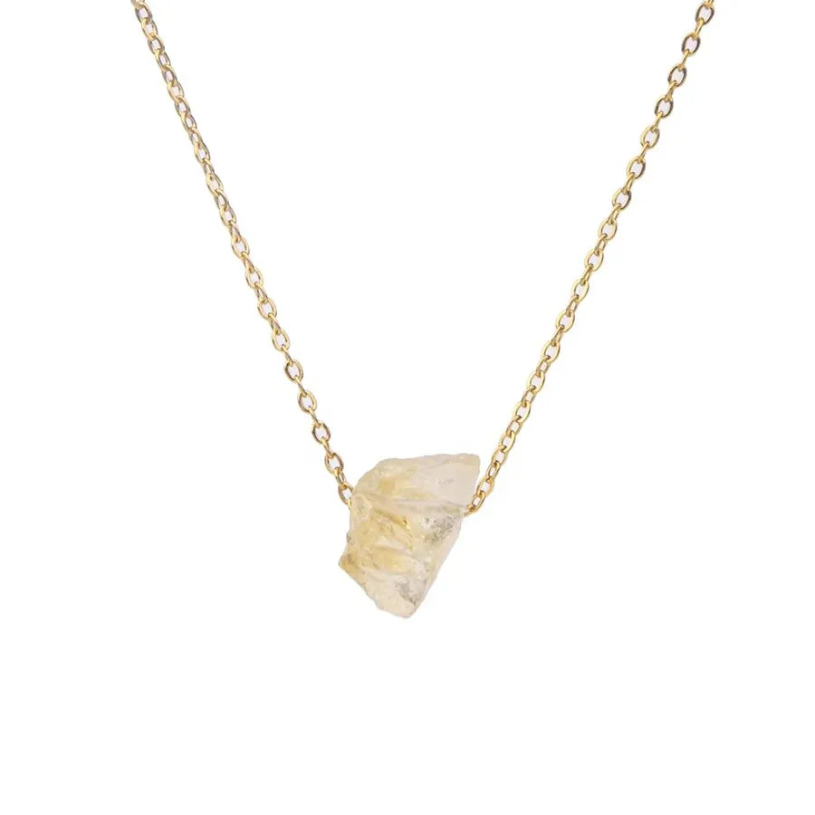 Natural Crystal Stone amethyst citrine Irregular stone agate Pendant Necklace with Stainless Steel gold Chain Gemstone Jewelry