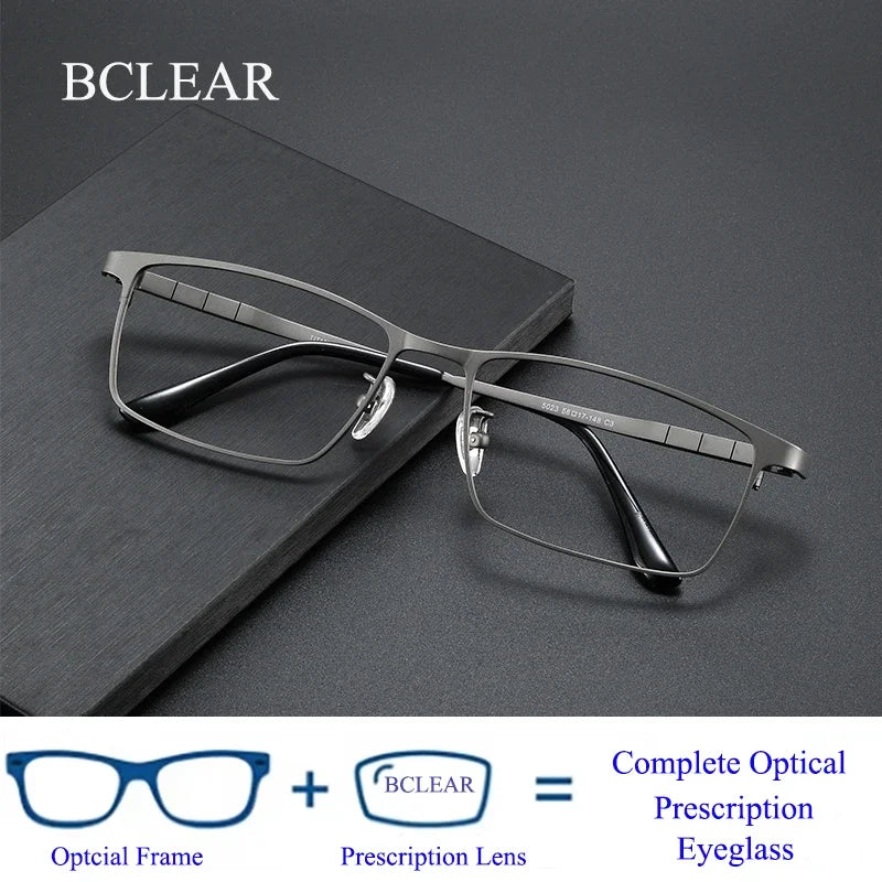 BCLEAR Titanium Progressive Prescription Glasses Men Square Anti Blue Light Photochromic Eyewear Optical Myopia Eyeglasses