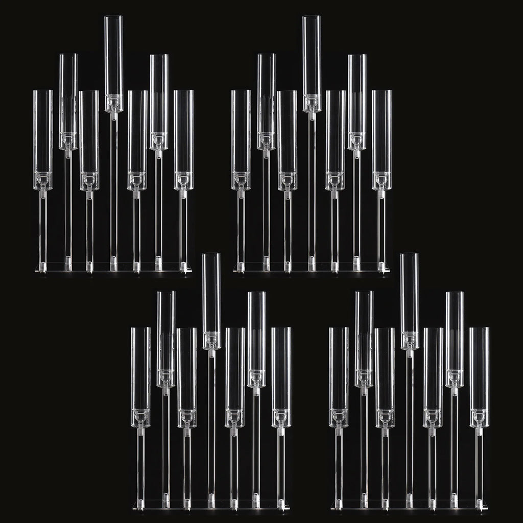 4pcs 7-Arm Acrylic Candlestick Clear Candelabra 26.5 Inch Tall for Wedding Birthday Party Living Room Decor