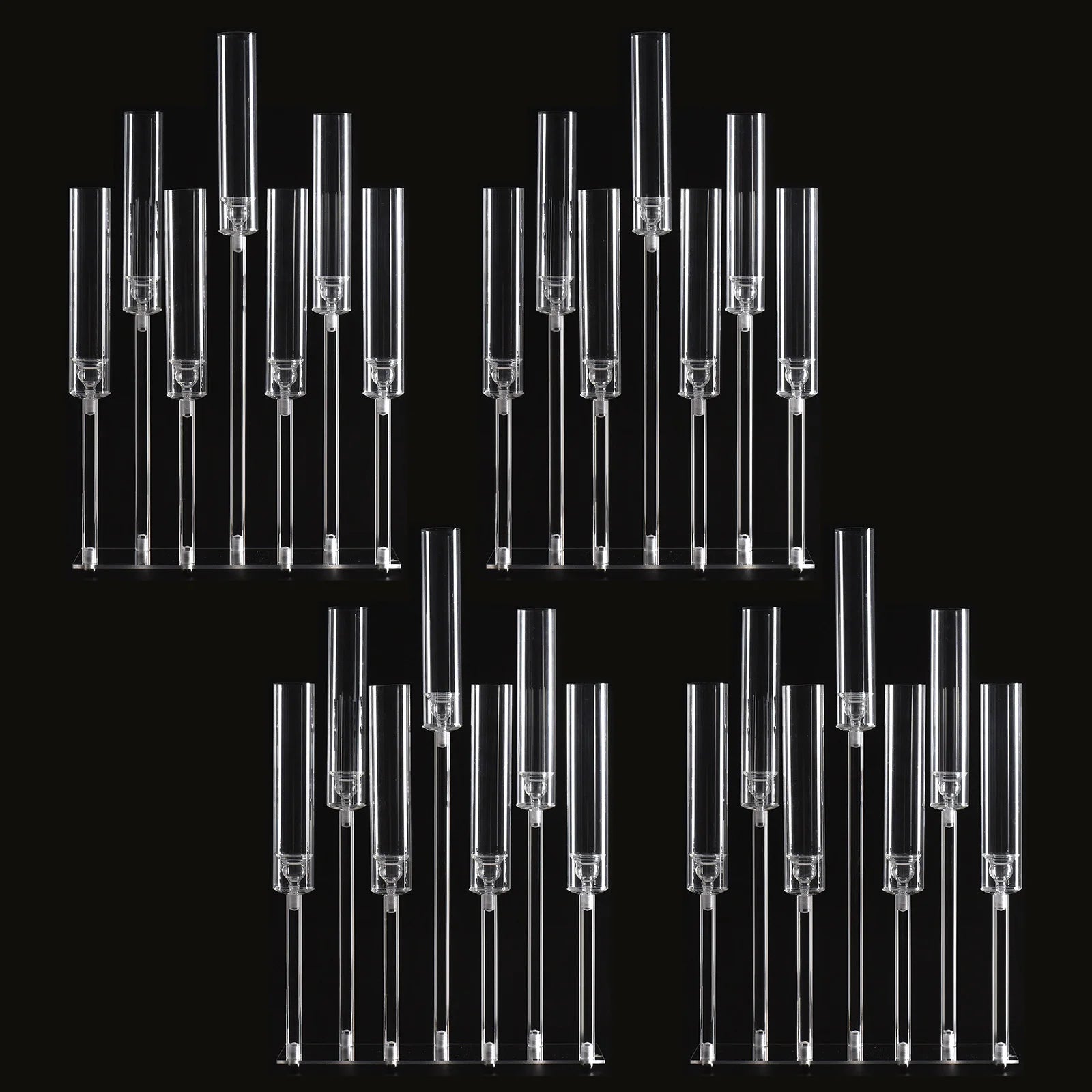 4pcs 7-Arm Acrylic Candlestick Clear Candelabra 26.5 Inch Tall for Wedding Birthday Party Living Room Decor
