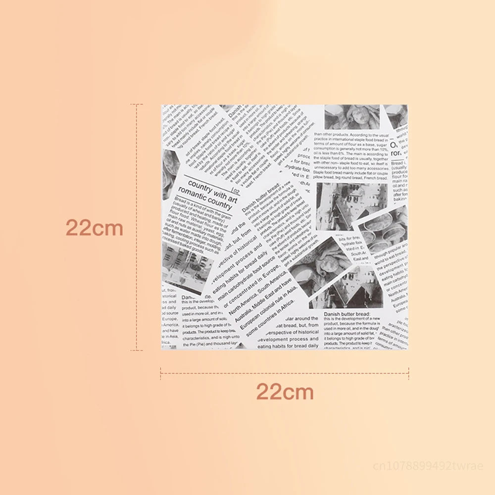 50-200Pcs Deli Wax Paper Old Newspaper Greaseproof 22x22CM Burger Bread Wrap Basket Mat for Fries Sandwich Papel Antigrasa
