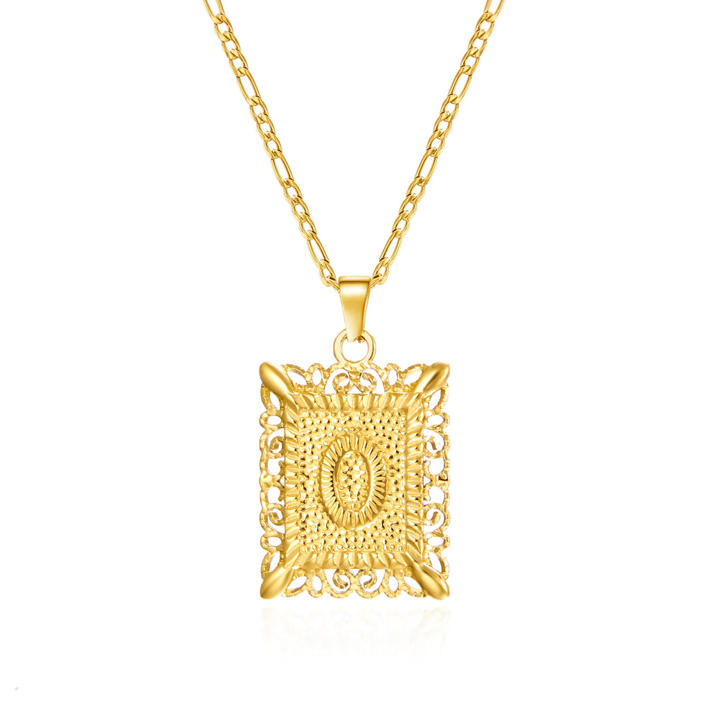 Stainless Steel Initial Letter Necklace For Women Men 2025 New Stylish Square Pendant Necklace Birthday Party Jewelry Gifts