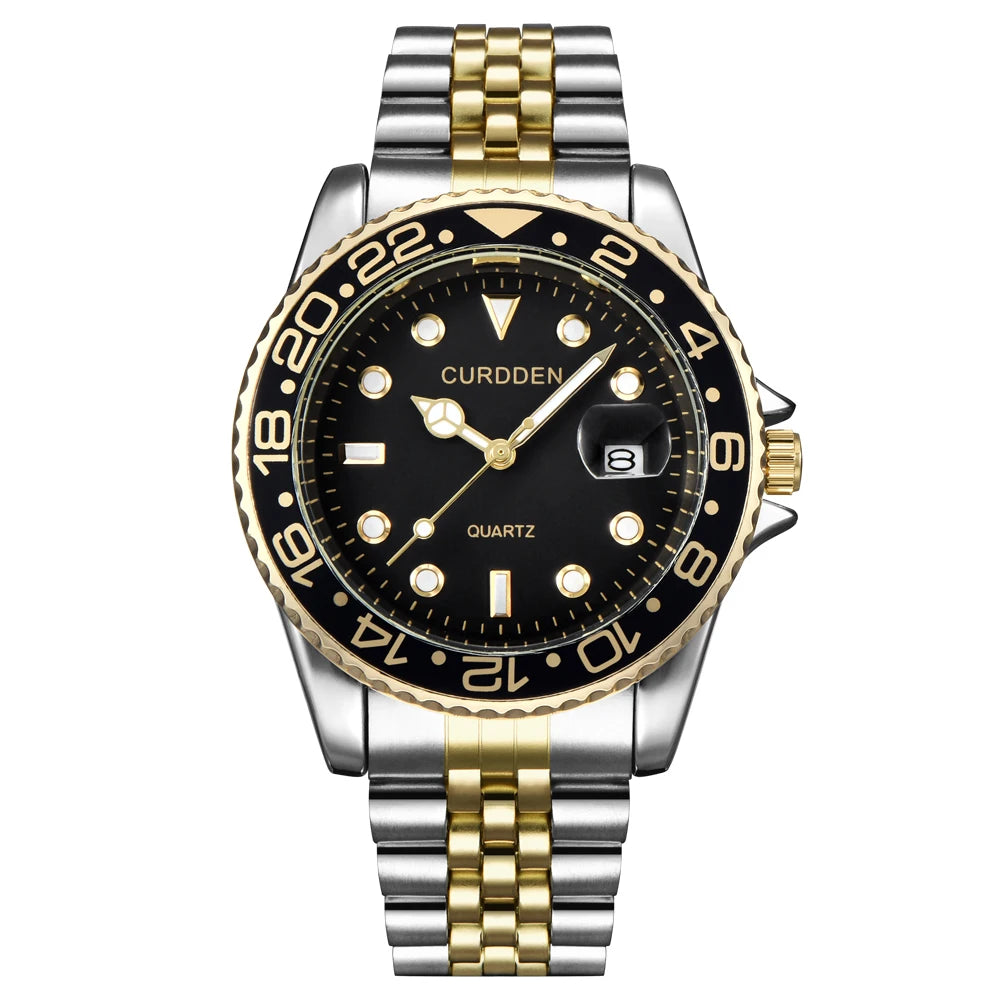 Men Famous Brand Watches Students Boys Fashion Stainless Steel Band Casual Calendar Quartz Watch Green Relogios Masculinos 2024