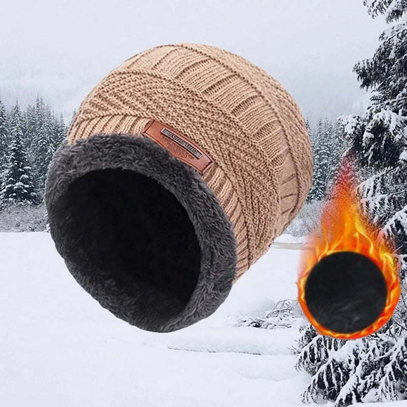 Winter Beanie Hat For Men Fleece Scarf Women Knitted Hat Warm Cap Thick Wool Neck Warmer Scarf Balaclava Mask Skullies Beanies