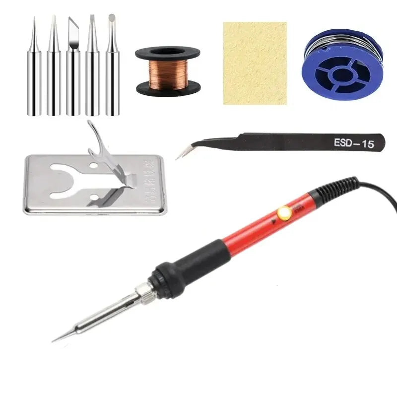 7-piece Set Of Adjustable Temperature Electric Soldering Iron 220V 60W Electric Soldering Iron Set Welding Solder Repair Tool