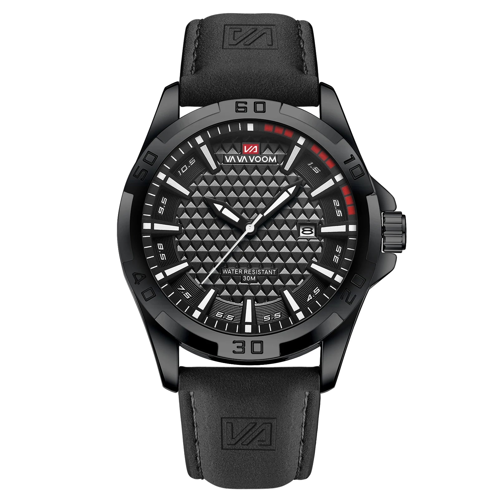 VA VA VOOM Men Casual Sport Military Quartz Calendar Wrist Watch for Man Business Leather Waterproof Male Clock Relogio Masculin