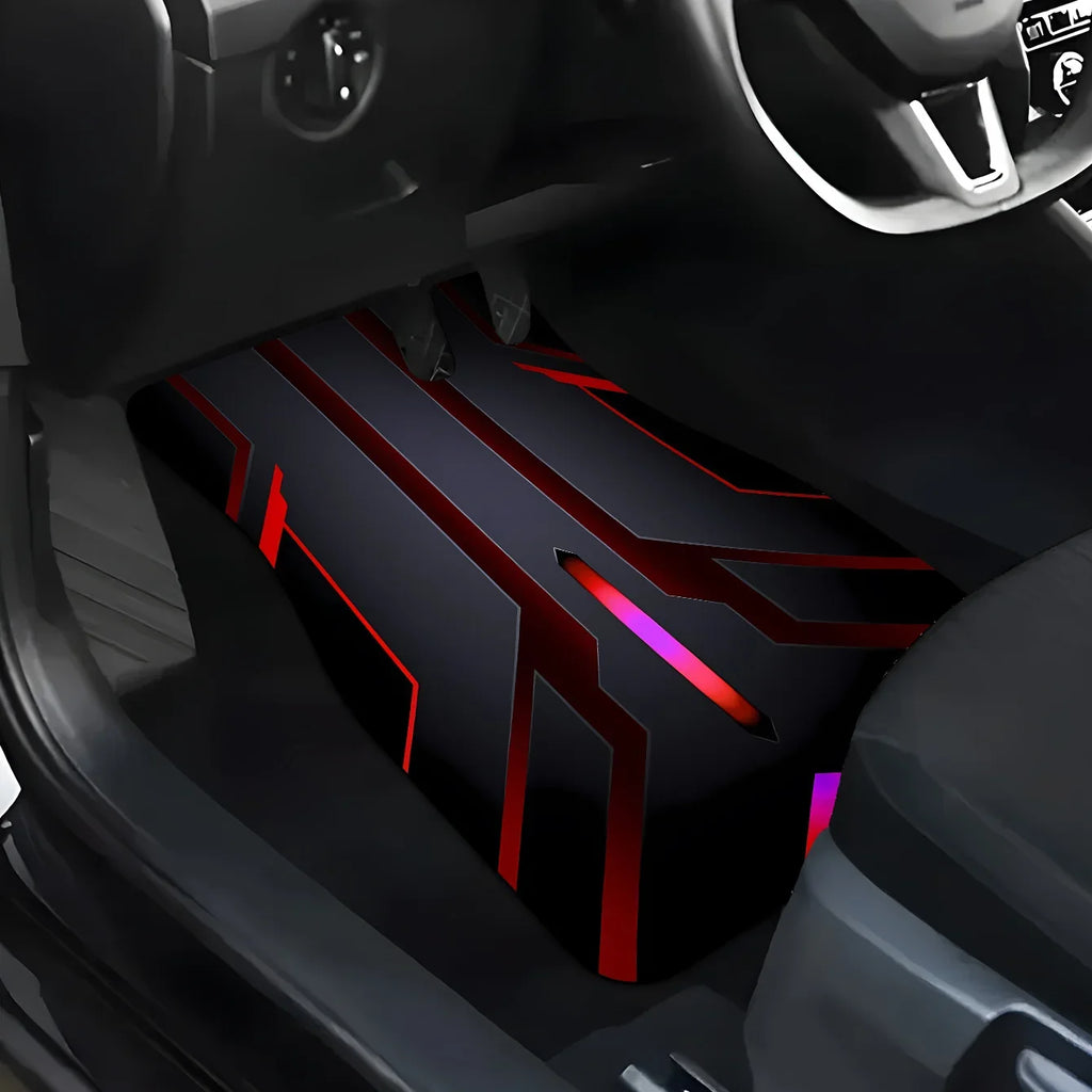 1pc Premium Luminous Geometric Print Car Floor Mats, Front and Rear Carpets, Interior Car Accessory Mats