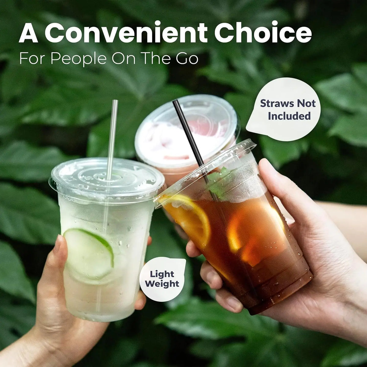 50 Sets 12/16/20/24OZ Clear Plastic Cups Lids and Straws for Iced Coffee Cups Disposable Smoothie Cups for Cold Drink Free BPA
