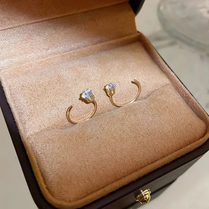 10mm Round Hoop Earrings For Women Temperament Inlaid Zircon Earrings Simple Copper Earrings Daily Small Ear Hook Jewelry K-