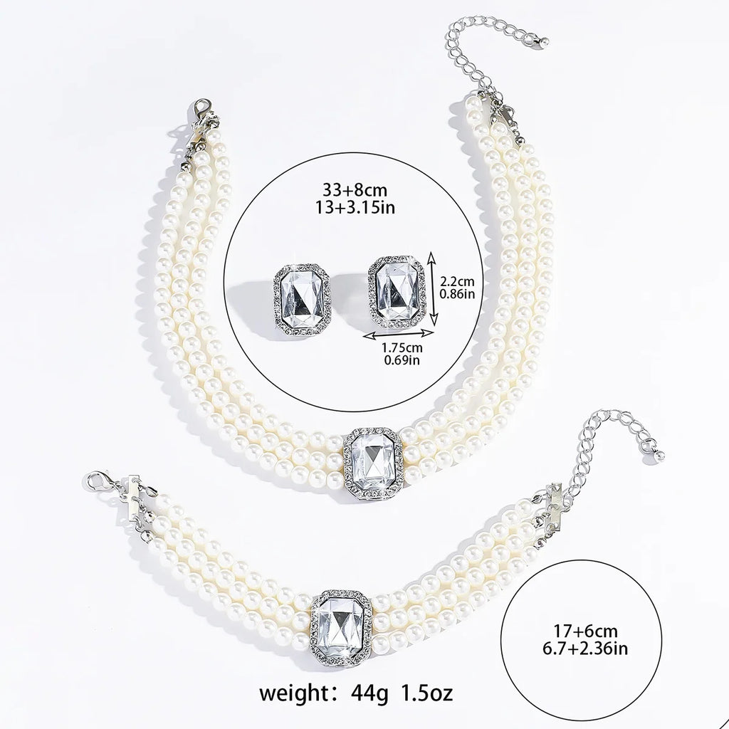 Light luxury candy colored pearl jewelry set with elegant double-layer design for wedding/Valentine's Day gift jewelry