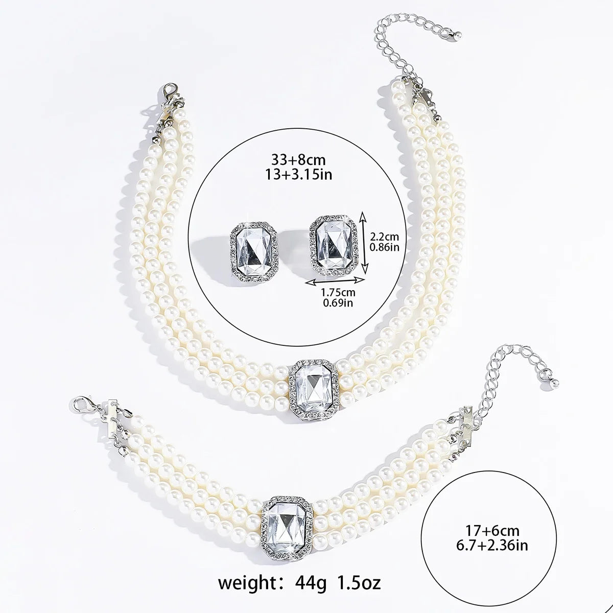 Light luxury candy colored pearl jewelry set with elegant double-layer design for wedding/Valentine's Day gift jewelry