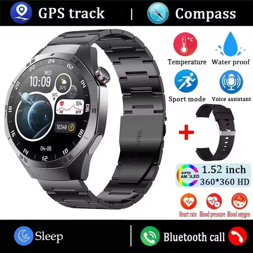 Smart Watch 5 Pro GPS NFC Smartwatch Men 360*360 AMOLED Screen Heart Rate Monitor Bluetooth Call IP67 Waterproof Men Smartwatch
