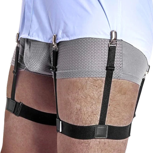 **1 Pair Men Shirt Stays Belt With Non-slip Locking Clips Keep Shirt Tucked Leg Thigh Suspender Garters Adjustable Locking Strap