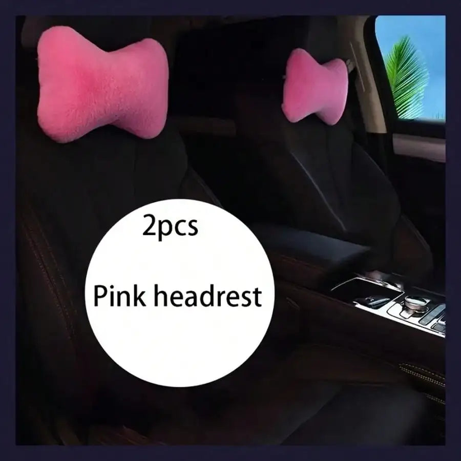 2/4pcs Luxury Plush Car Neck Pillows, Comfortable Neck Support, Faux Fur Texture, Soft Sponge Padding, Makes Traveling More Comfortable