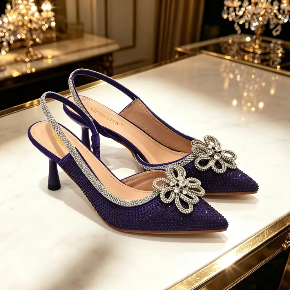 Pointed-Toe Slingback Heels – Six Colors
