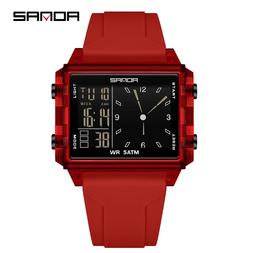 Fashion SADNA New 6273 Women's Electronic Watch Multifunctional Sports Waterproof LED Timing Student Electronic Watch