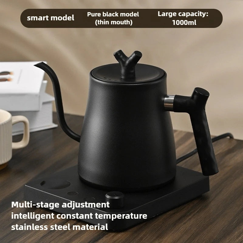 Gooseneck Electric Kettle 1L: Smart Temp Control for Pour-Over Coffee, Fast Boil Stainless Steel, 110V & 220V