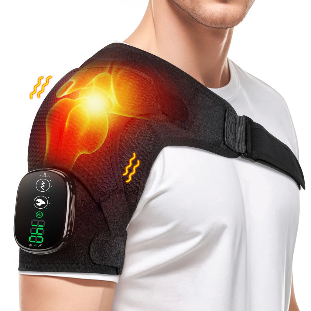 Electric Heating Shoulder Brace LED Display Vibration Shoulder Massage Support Belt Strap For Joint Brace Care Muscle Relaxation
