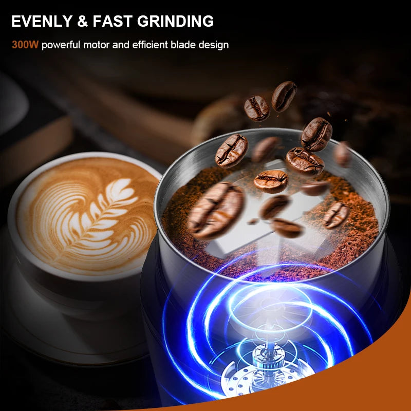 Coffee Grinder with Removable Stainless Steel Cup Electric Coffee Beans Grinder Household Coffee Mill for Spices Herb Nuts,300W