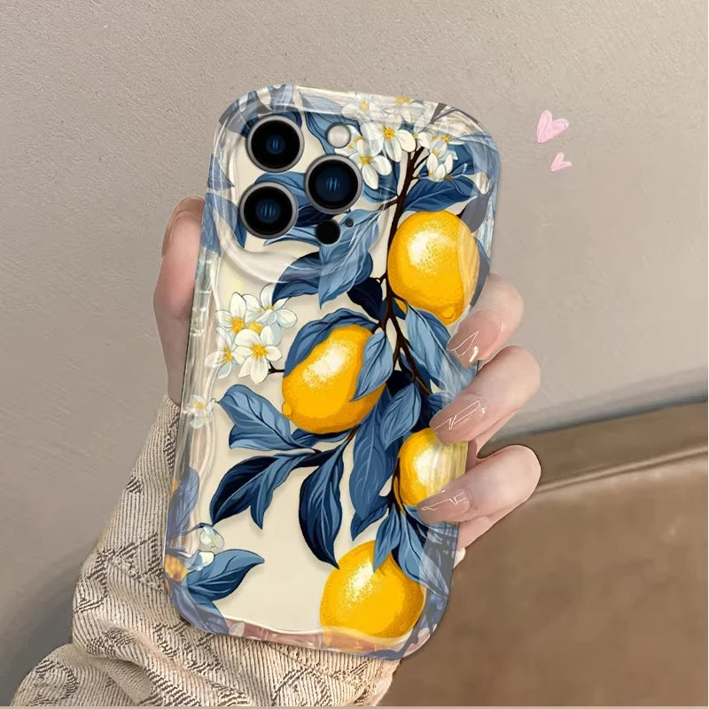 Summer Fruit Lemon Flower 3D Clear Case For iPhone 18 17 16 16E 15 14 13 12 11 Pro Max X XS XR 17 Air Silicone Cover