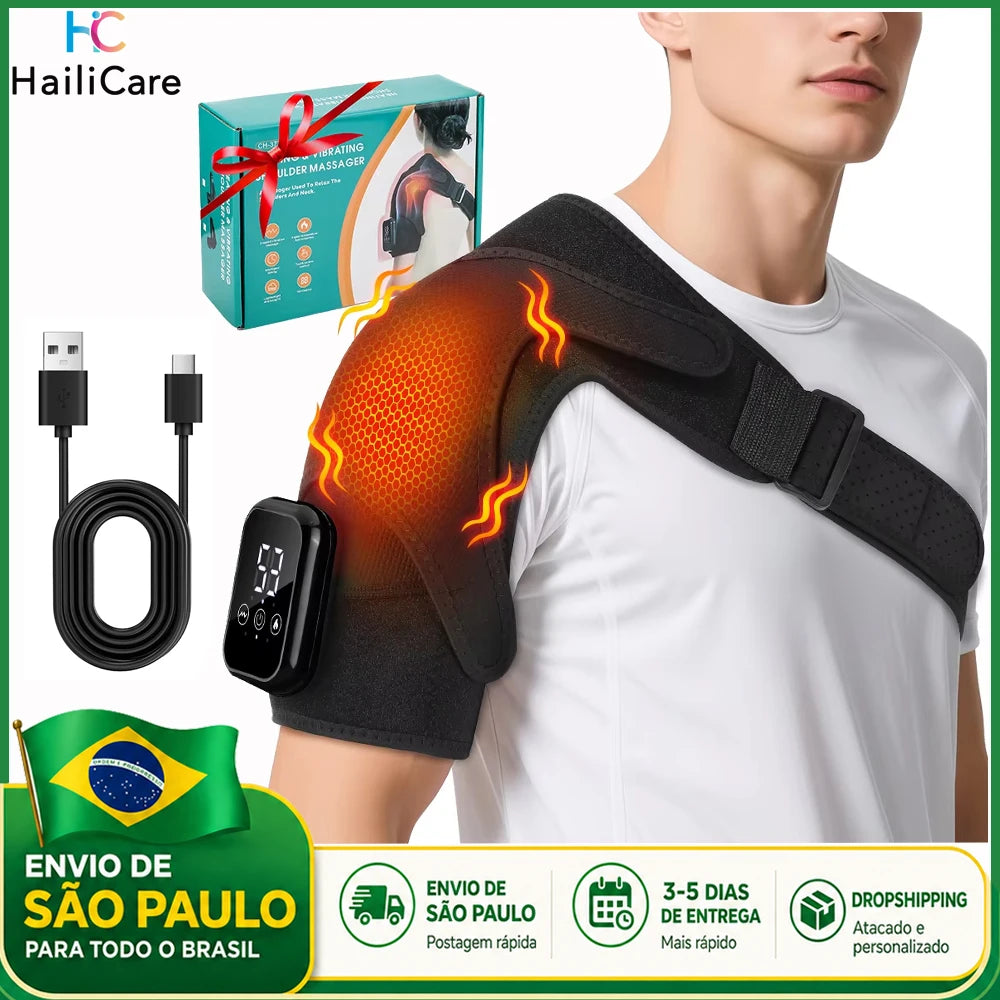 Electric Vibration Shoulder Massager With Heating 3 Levels Heated Shoulder Wrap Support Brace For Joint Care Muscle Relax
