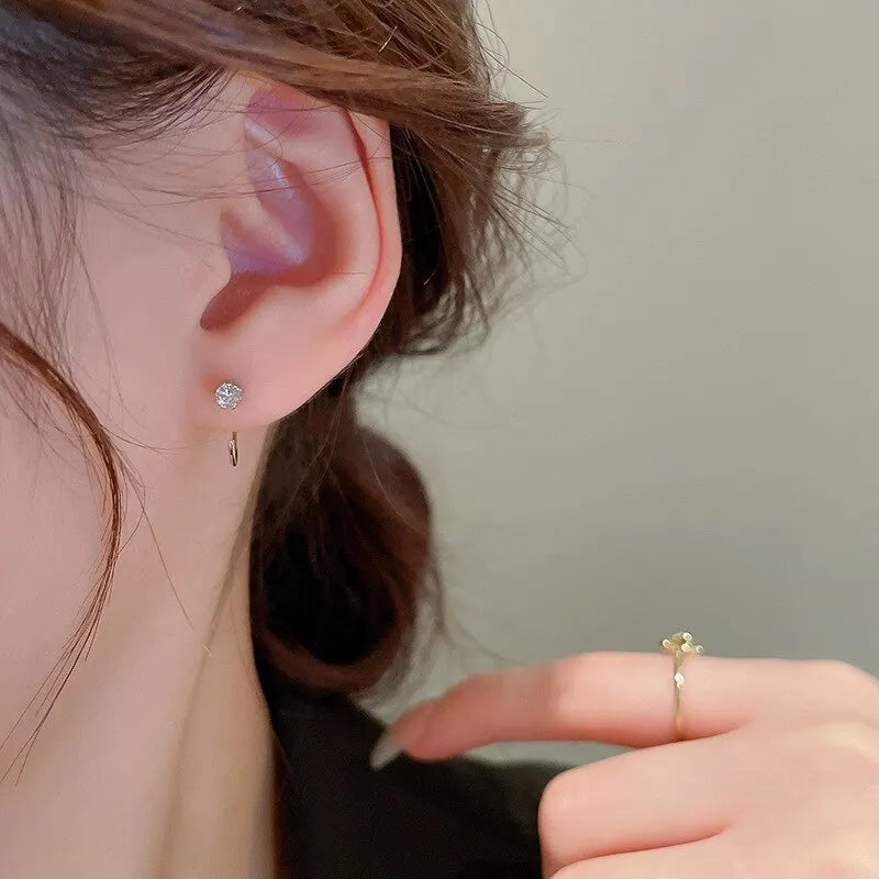 10mm Round Hoop Earrings For Women Temperament Inlaid Zircon Earrings Simple Copper Earrings Daily Small Ear Hook Jewelry K-