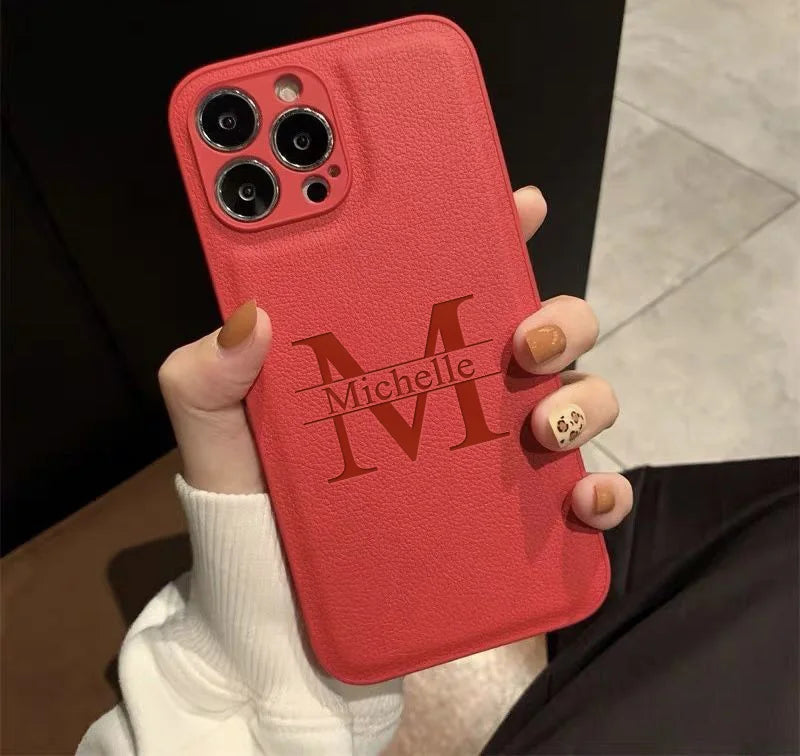Personalized Customized Initials Name For IPhone18 17 16 15 14 13 12 11 Pro Max Plus Big Letter Laser Engraving Phone Cover