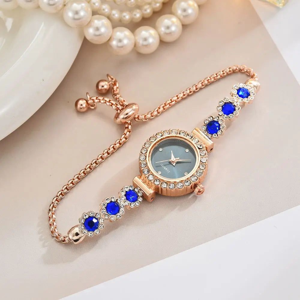Fashion Rhinestone Women Watches Diamond Flowers Bracelet Ladies Quartz Wristwatch