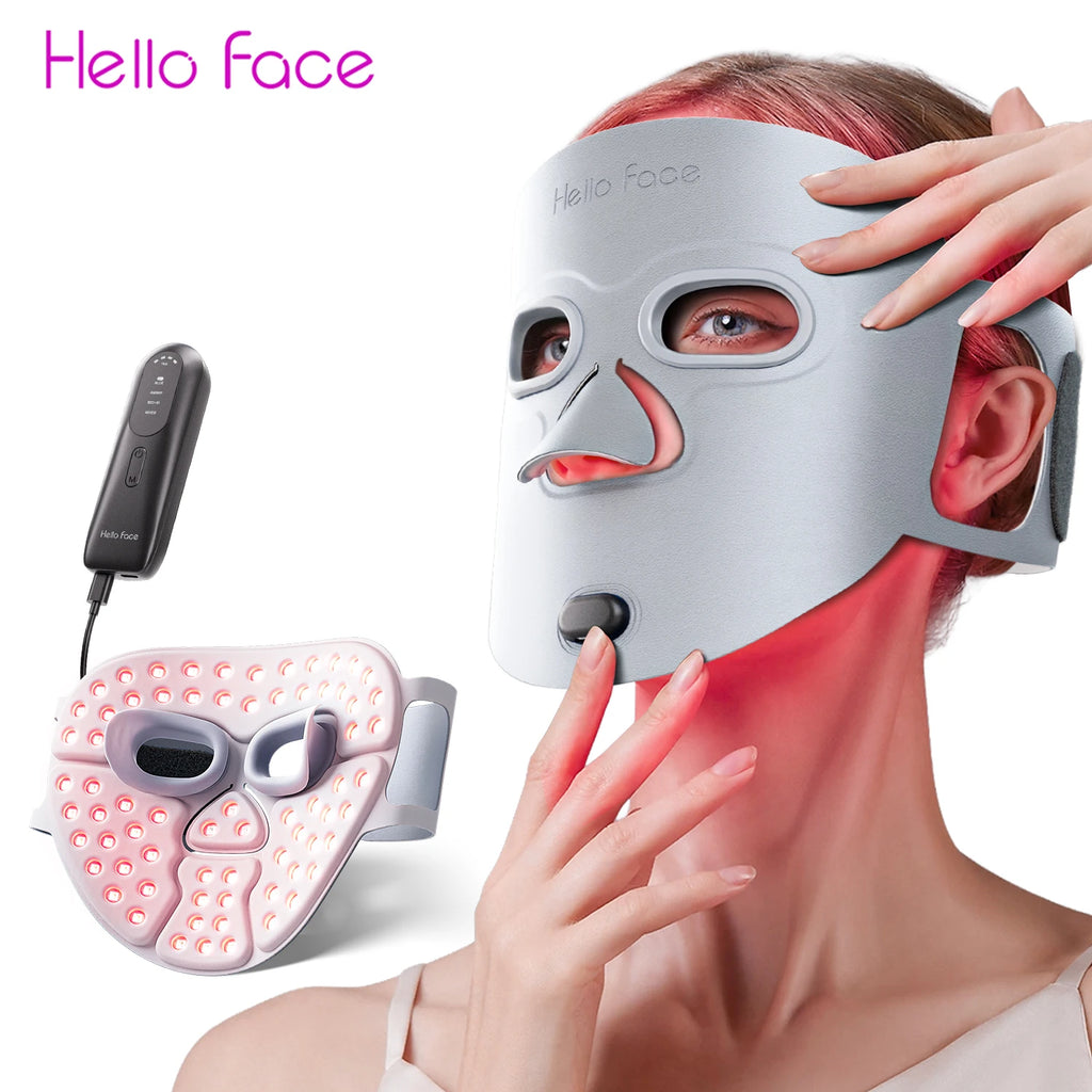 Hello Face M500S Blue Mask 630nm Red Light and 850 NIR Light Amber Light Blue Light Purple Light Therapy Face Neck Care Machine
