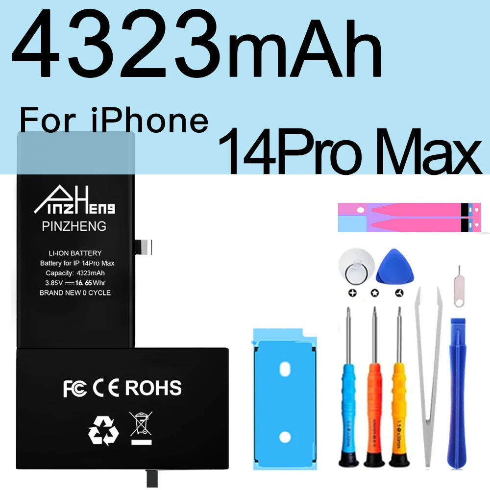 PINZHENG High Capacity Battery For iPhone 14 15 16 Pro Max Replacement Battery For iPhone 16 15 14 Pro 15 16 14 Plus Bateria