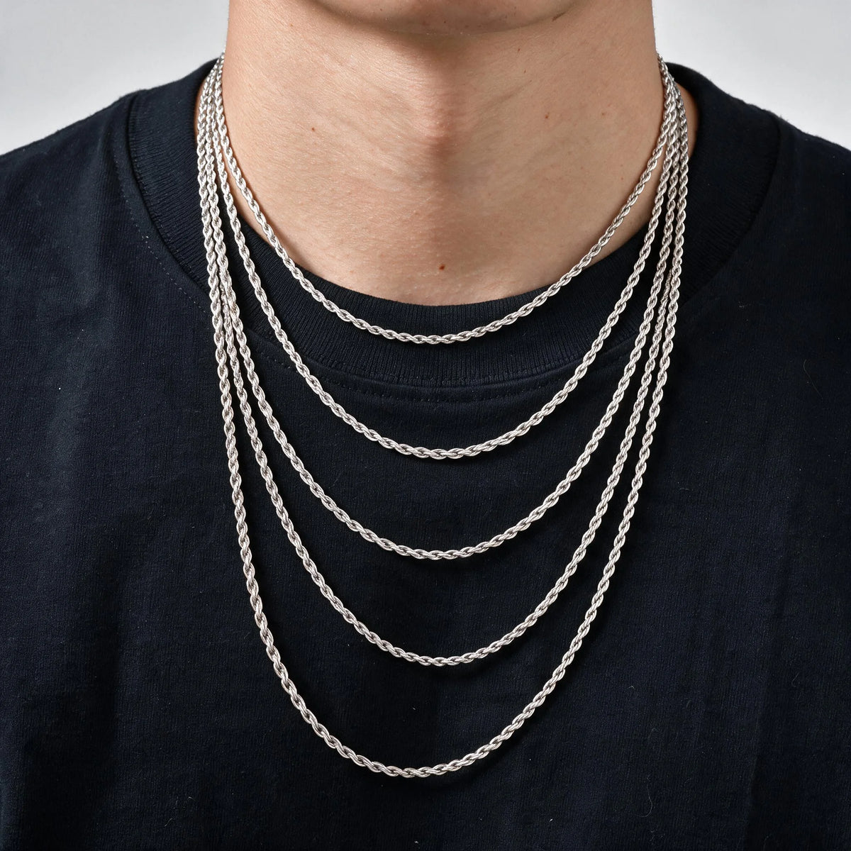 2mm Casual Stainless Steel Cuban Chain Necklace for Men,Hip Hop Punk Silver Color Metal Chain Link Layers Collars Jewelry