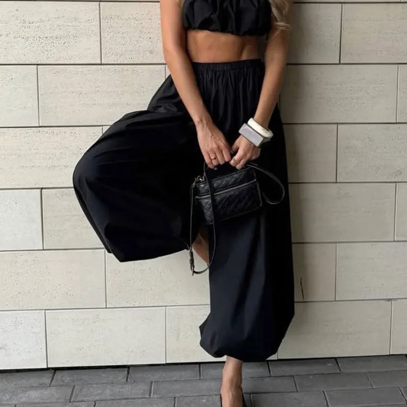 100% Cotton High Quality Women Casual High Waist Bloomers Long Pants Fashion Big Wide Leg Pants Women Clothes Trousers