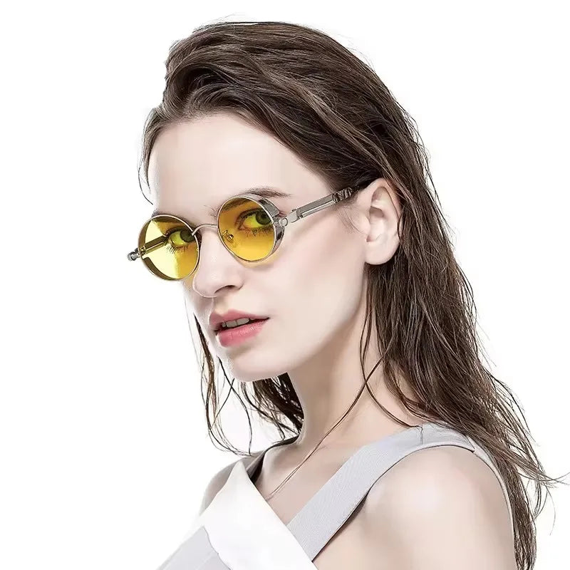 Fashion Trend Steampunk Round Frame Sunglasses For Men Women Luxury Design Outdoor Beach Travel Punk Sun Glasses Eyewear 2026