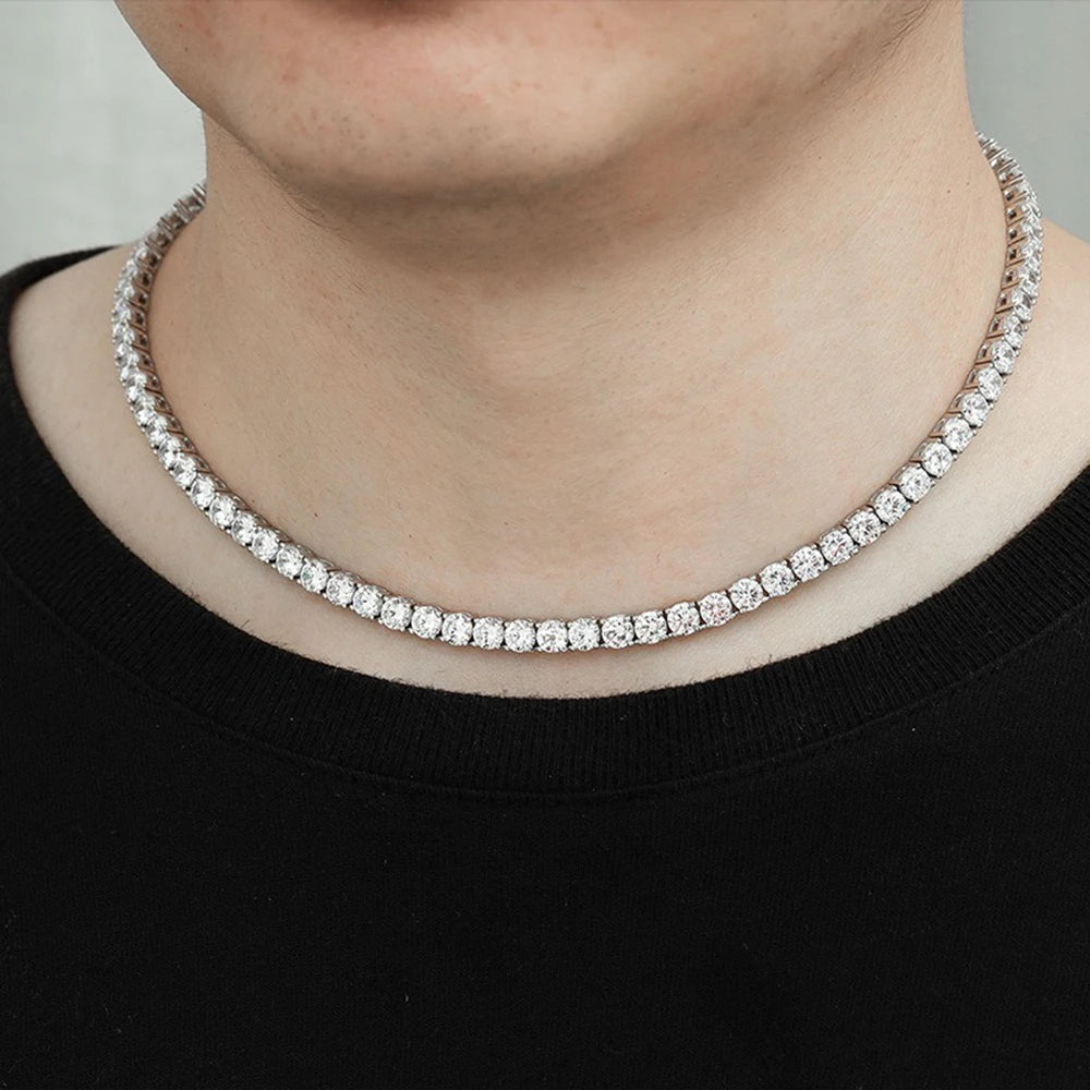 SEMNI 3mm 4mm 5mm Moissanite Diamond Tennis Necklace for Women Men 925 Sterling Silver Luxury Fine Jewelry Sparkling Diamond