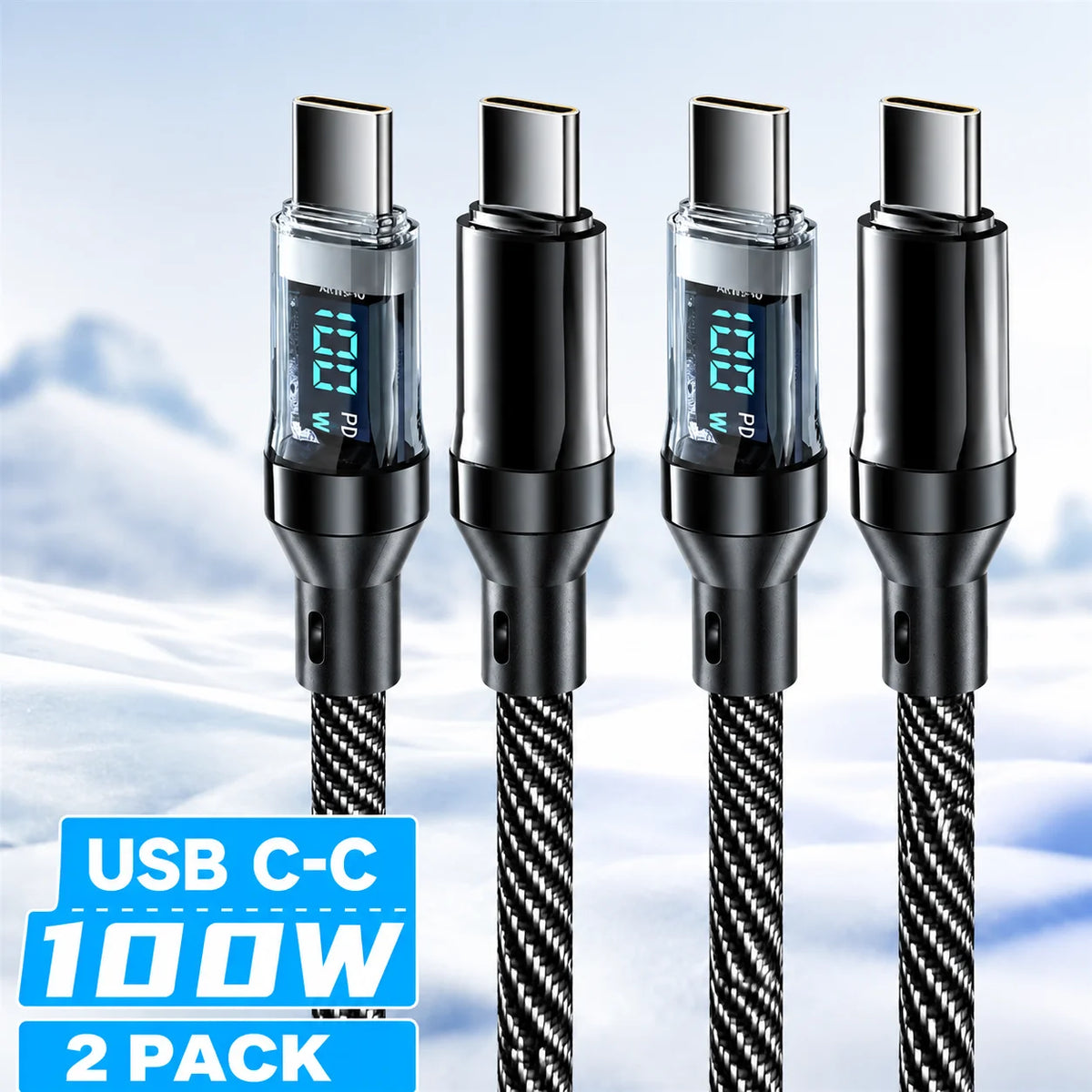 NNBILI 120W USB A to Type C Super Fast Charging Cable Digital Display USB Type C to Type C Data Cable For iPhone Android Phones