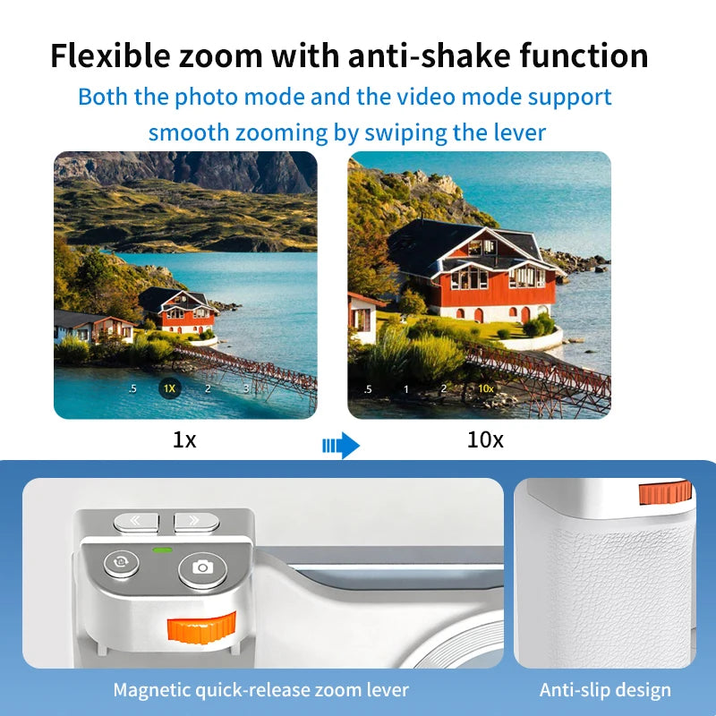 PH-80 Magnetic Camera Grip with Remote Shutter Fill Light Remote Control Handle Universal for Phones