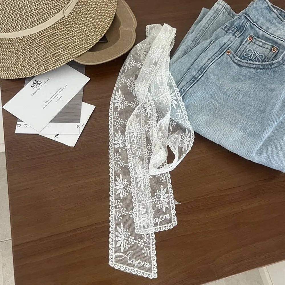 Unique Y2k Long Lace Waistband Bow Thin Lace Waist Belt Tie Up Floral Dress Jeans Belt Summer