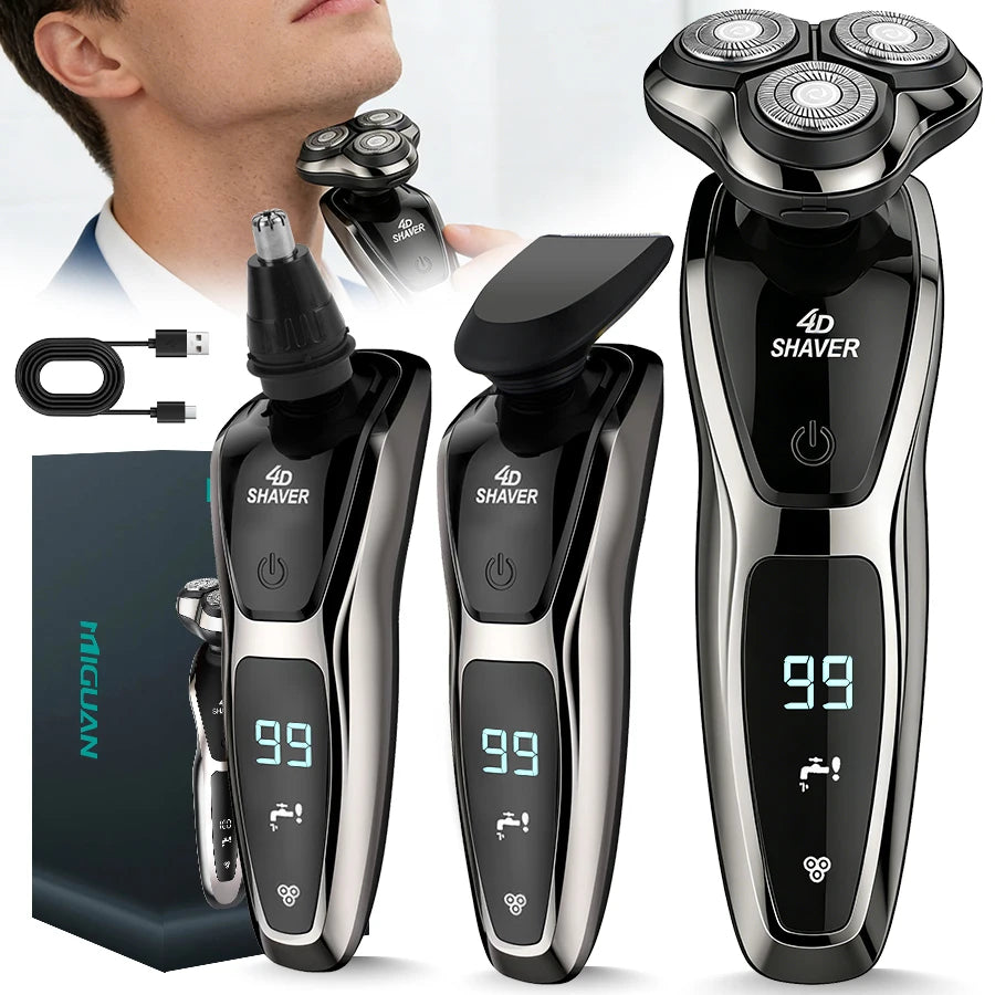 Men's three-blade electric shaver, USB charging, can choose to add , nose hair device,and  sideburns knife