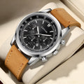 CADVAN Men's Retro Round Watch, Fake Three Eye Design Calendar Quartz Watch, Available in Two Colors - Comes with Packaging Box